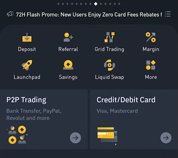 Binance P2P navigation
