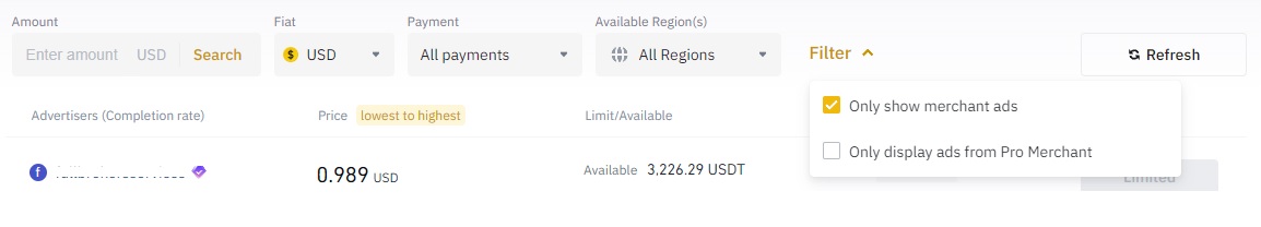 Buy crypto on Binance P2P
