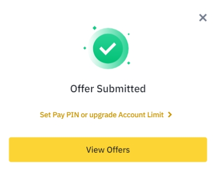 Binance NFT - Make Offer submitted