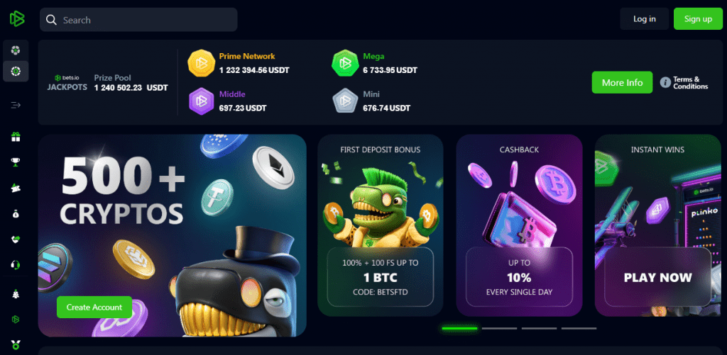 Bets.io homepage