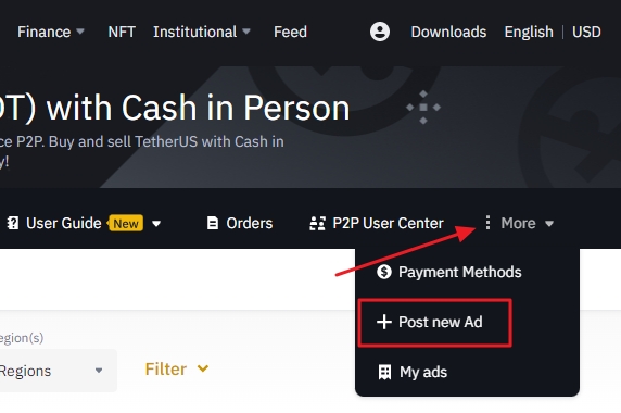 How to post “Cash in Person” ads Binance P2P