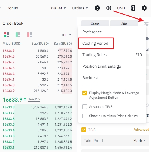 How to turn on Colling-Off Period on Binance 