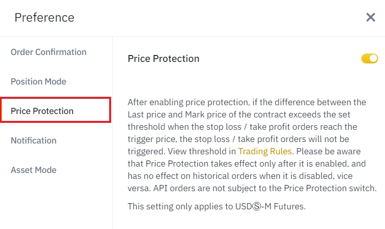 Price Protection feature on Binance Futures