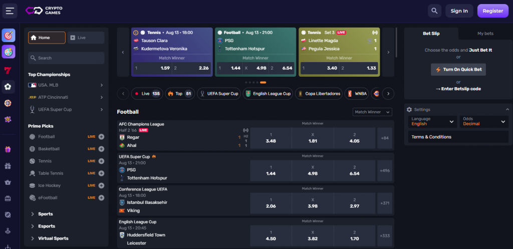 crypto-games.io sportsbook