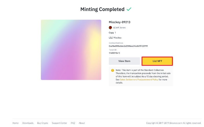 List NFT on Binance's NFT marketplace