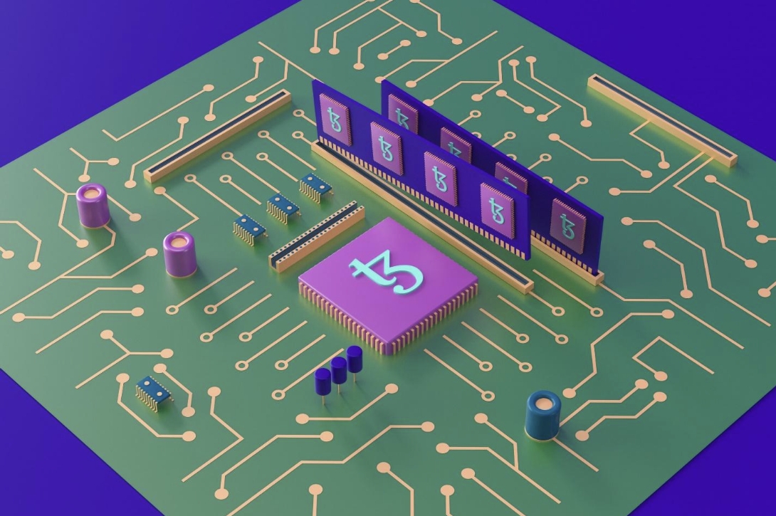 Tezos (XTZ) cryptocurrency integrated circuit cover