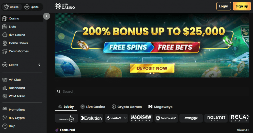 WSM casino homepage