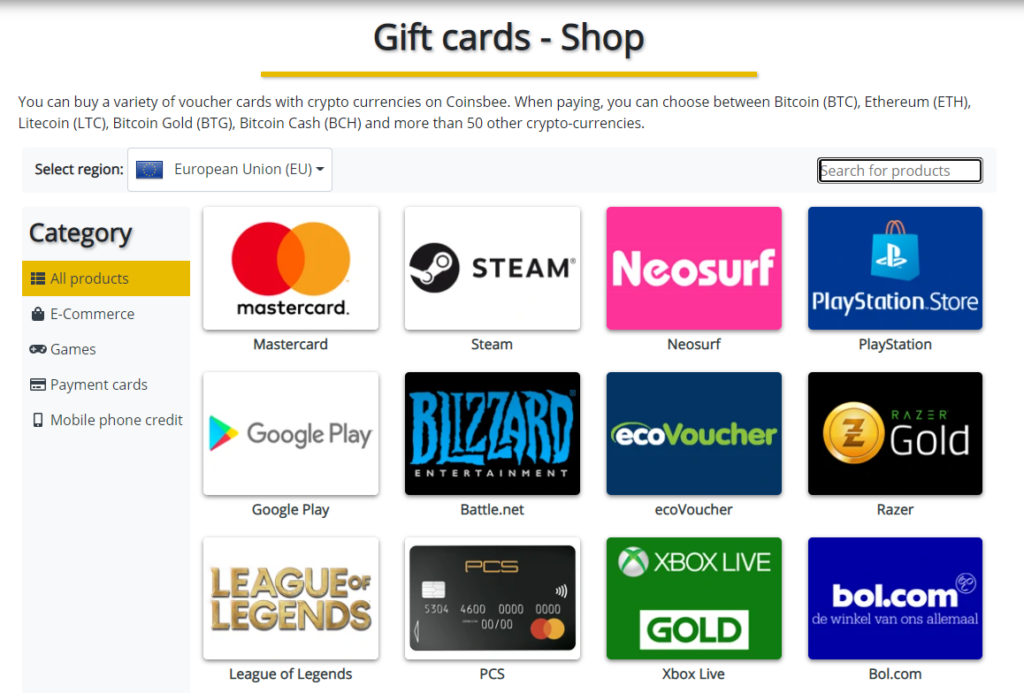 Buy Battle.net gift cards with Crypto - Coinsbee