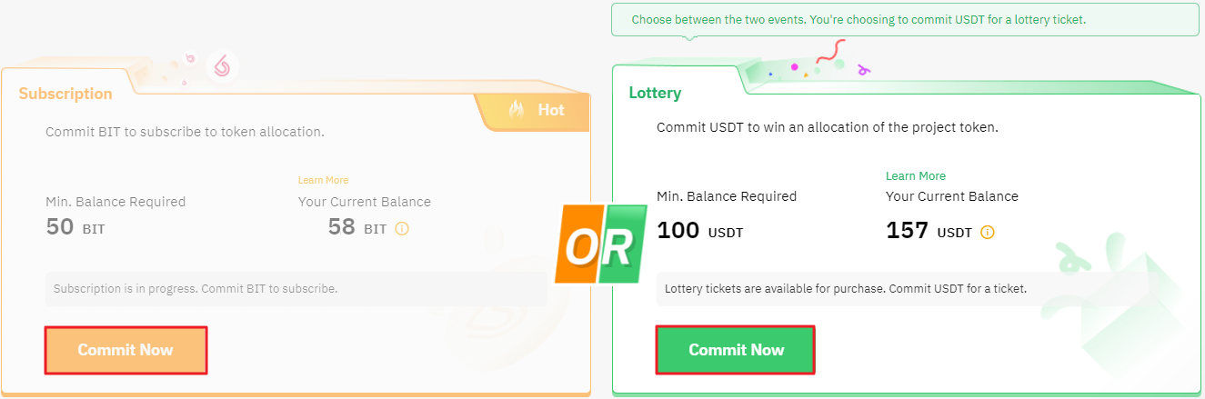 Bybit Launchapd BIT and USDT allocation page