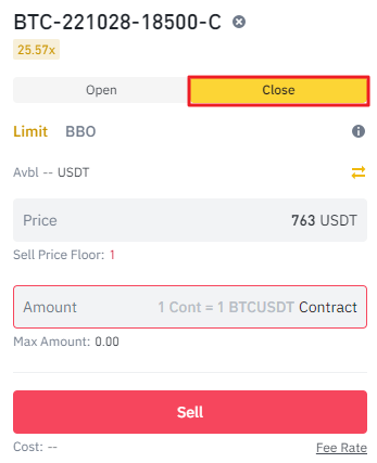 Fermez l'option avant l'expiration sur les options Binance