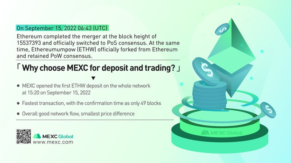 Ethereum officially enters the PoS era, MEXC is the first exchange to open ETHW deposit – CoinCheckup Blog