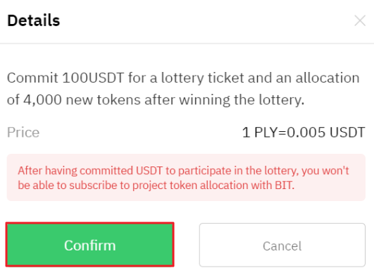 Confirming Bybit Launchapd USDT lottery subscription