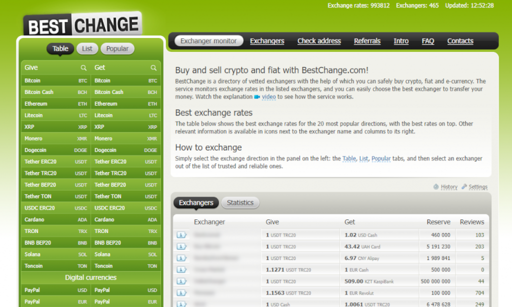 BestChange homepage