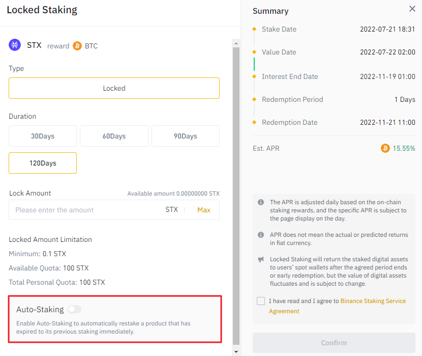 Restake crypto automatically with Binance's Auto-Staking