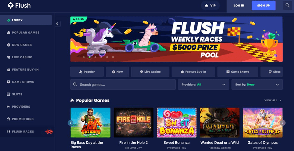 Flush Casino website