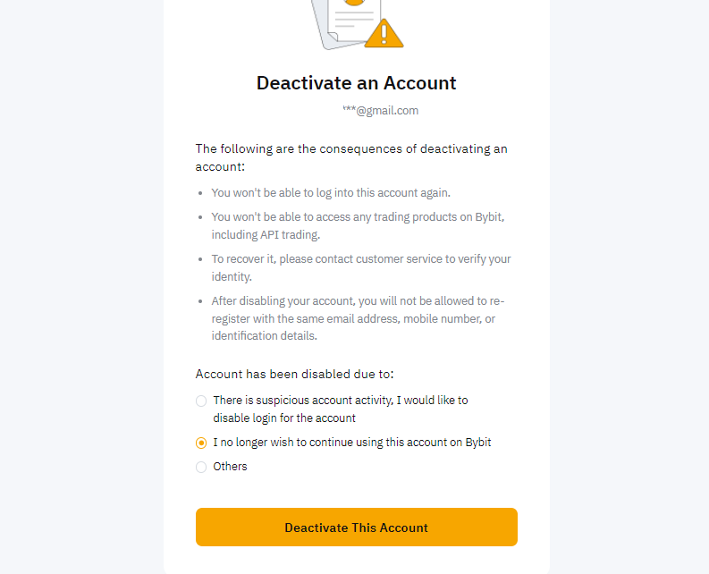 Bybit account deactivation reasons