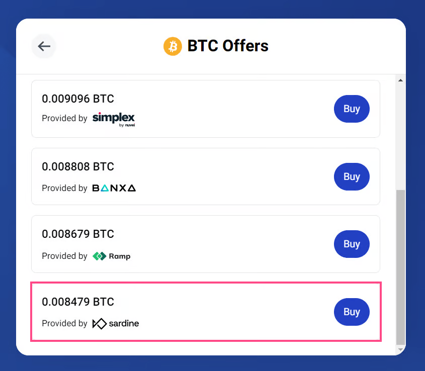 Buy Bitcoin on BitPay using Sardine