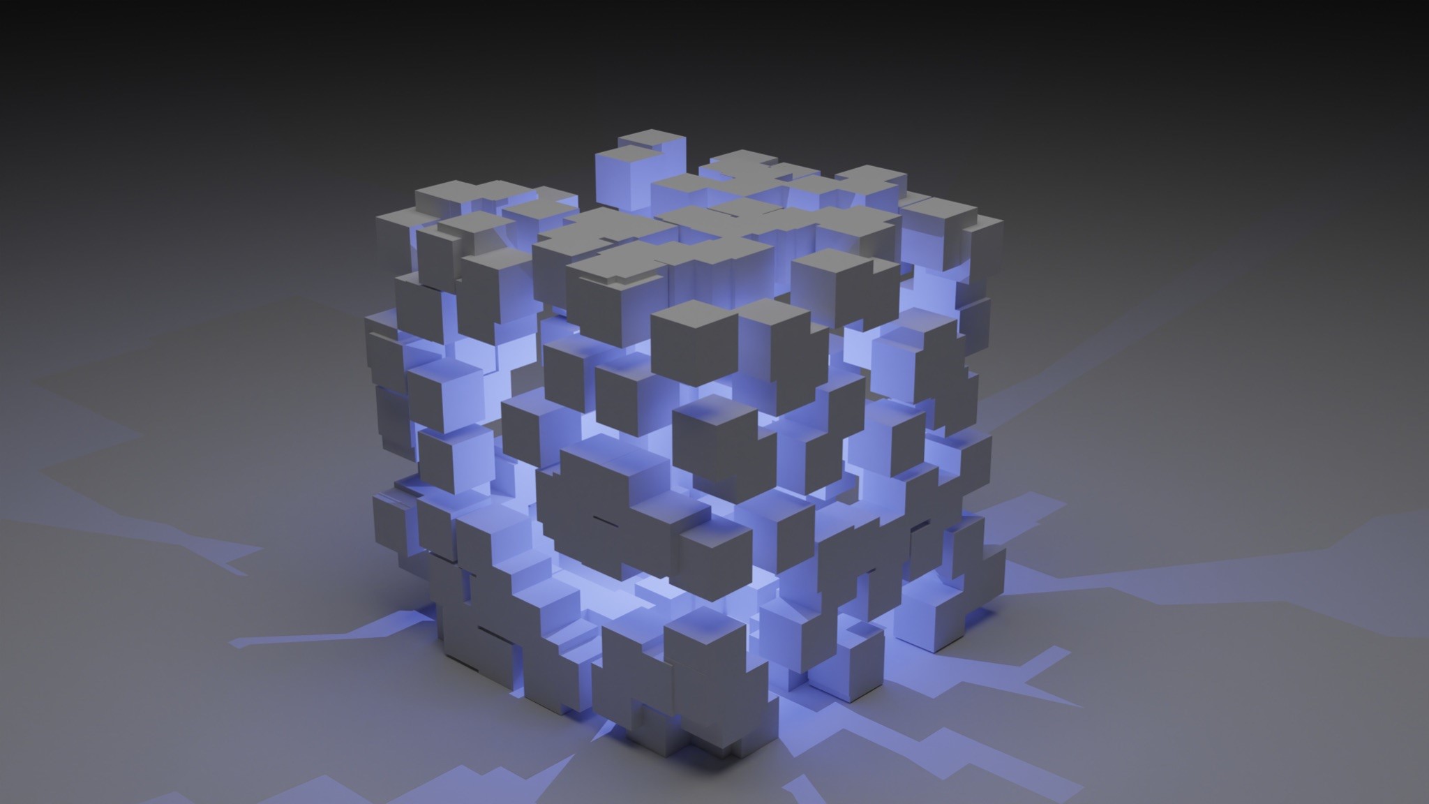 Minecraft block cube on grey background